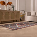 Vintage Niğde Turkish Area Rug 3x6 ft — White & Blue Floral