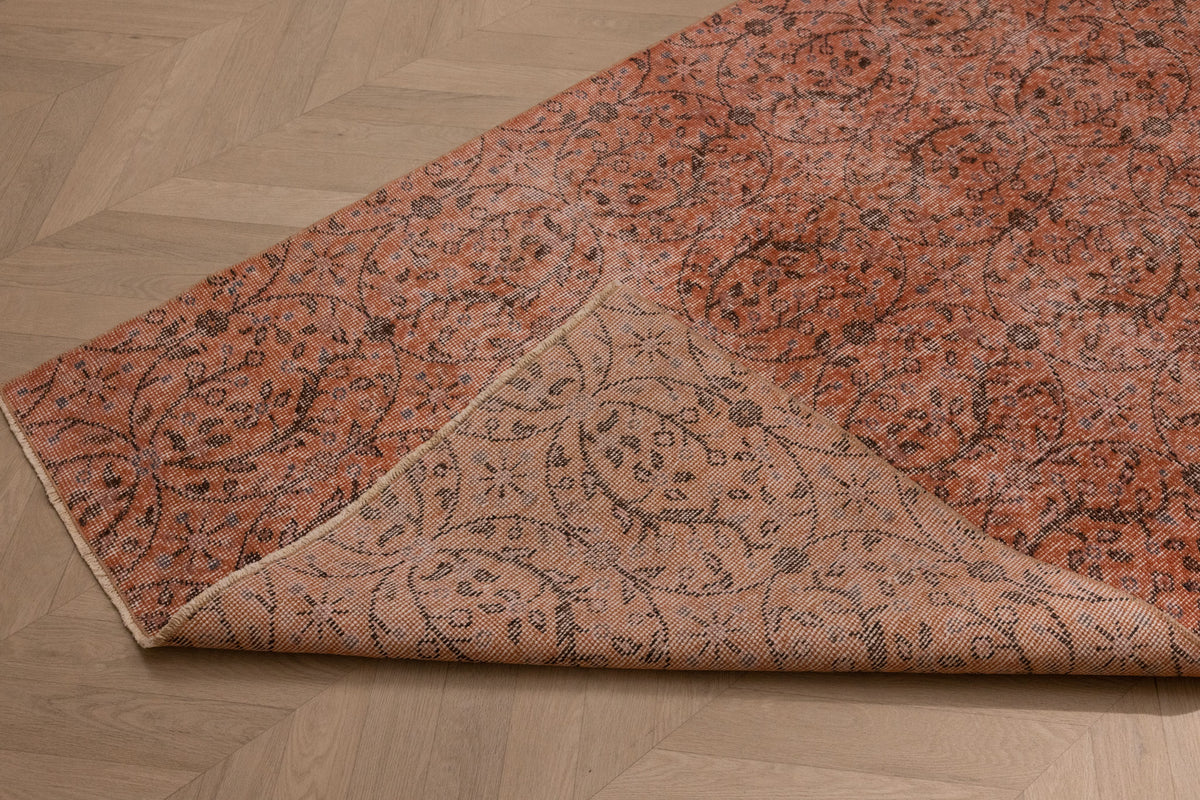 Vintage Isparta Turkish Area Rug 3x5 ft — Orange Overdyed