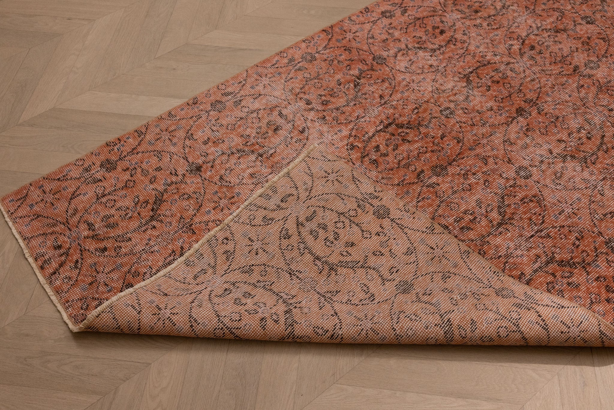 Vintage Isparta Turkish Area Rug 3x5 ft — Orange Overdyed