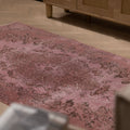 Vintage Isparta Turkish Area Rug 3x7 ft — Pink Overdyed