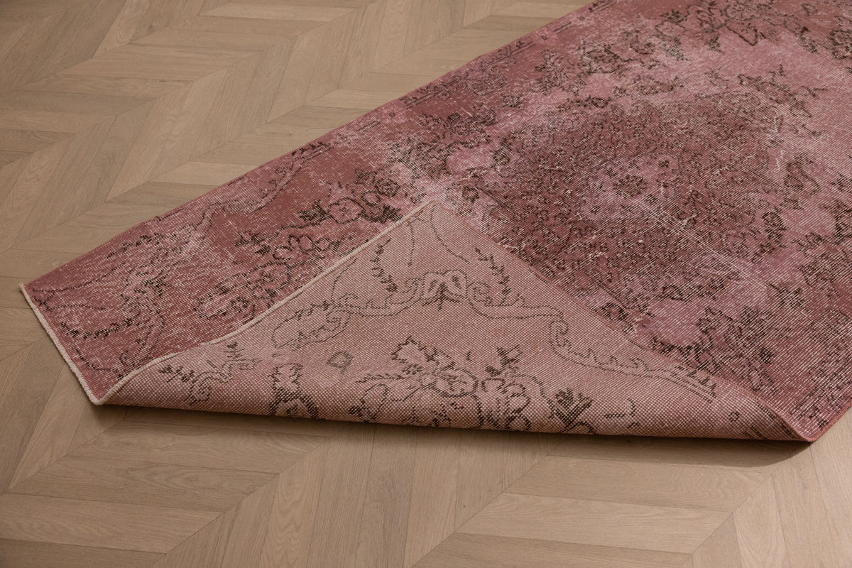 Vintage Isparta Turkish Area Rug 3x7 ft — Pink Overdyed