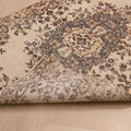 Vintage Isparta Turkish Area Rug 4x6 ft — White & Brown Floral
