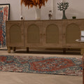 Vintage Isparta Turkish Area Rug 4x7 ft — Red & Blue Floral