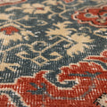 Vintage Isparta Turkish Area Rug 4x7 ft — Red & Blue Floral
