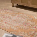 Vintage Nevşehir Turkish Area Rug 3x6 ft — Orange & Beige Floral