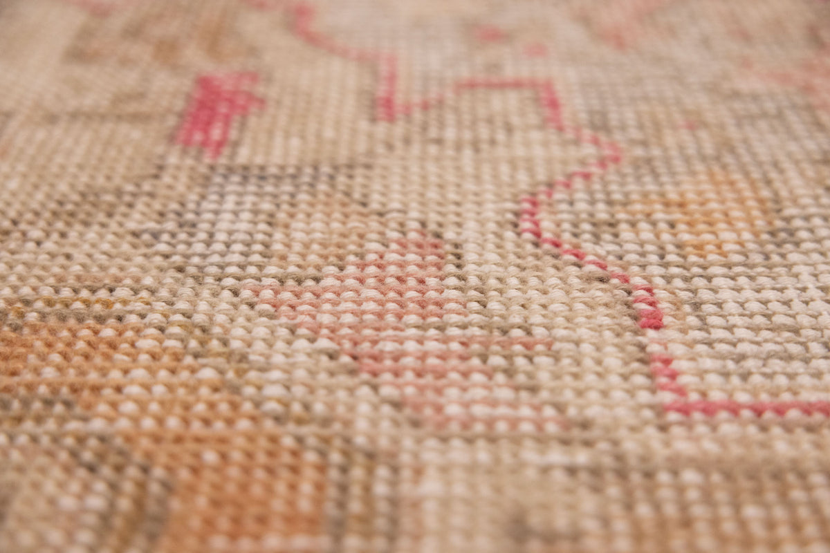 Vintage Nevşehir Turkish Area Rug 3x6 ft — Orange & Beige Floral
