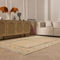 Vintage Denizli Turkish Area Rug 5x7 ft — Beige Geometric