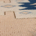 Vintage Niğde Turkish Area Rug 4x6 ft — Beige & Blue Geometric (No. 48965)