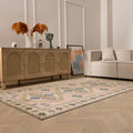 Vintage Niğde Turkish Area Rug 4x8 ft — Orange & Beige Geometric