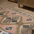 Vintage Niğde Turkish Area Rug 4x8 ft — Orange & Beige Geometric