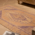 Vintage Niğde Turkish Area Rug 4x7 ft — Orange & Navy Medallion