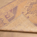 Vintage Niğde Turkish Area Rug 4x6 ft — Beige & Navy Medallion