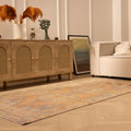 Vintage Nigde Turkish Area Rug 3x7 ft — Orange & Beige Floral