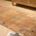 Vintage Nigde Turkish Area Rug 3x7 ft — Orange & Beige Floral