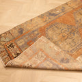Vintage Nigde Turkish Area Rug 3x7 ft — Orange & Beige Floral