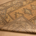 Vintage Muğla Turkish Area Rug 5x8 ft — Orange & Beige Geometric