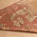 Hand-woven vintage Turkish runner rug in red and pink with geometric patterns, crafted from wool and cotton.