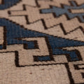 Vintage Niğde Turkish Area Rug 4x6 ft — Beige & Blue Geometric (No. 55391)