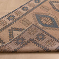 Vintage Niğde Turkish Area Rug 4x6 ft — Beige & Blue Geometric