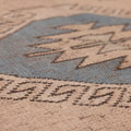 Vintage Niğde Turkish Area Rug 4x6 ft — Beige & Blue Geometric