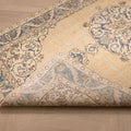 Vintage Isparta Turkish Area Rug 3x6 ft — Beige & Blue Floral
