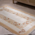 Vintage Muğla Turkish Area Rug 3x6 ft — White & Orange Floral
