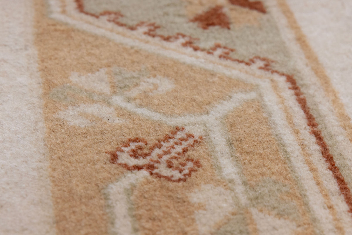 Vintage Muğla Turkish Area Rug 3x6 ft — White & Orange Floral