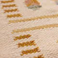 Hand-woven beige and brown vintage Turkish wool-cotton flatweave rug with minimalist striped Anatolian motifs.