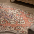 Vintage Nevşehir Turkish Area Rug 4x7 ft — Orange Floral