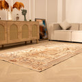 Vintage Manisa Turkish Area Rug 4x8 ft — Brown & White Floral