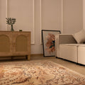 Vintage Manisa Turkish Area Rug 4x8 ft — Brown & White Floral