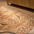 Vintage Manisa Turkish Area Rug 4x8 ft — Brown & White Floral