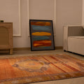 Vintage Sivas Turkish Area Rug 4x11 ft — Orange & Gray Floral