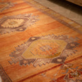 Vintage Sivas Turkish Area Rug 4x11 ft — Orange & Gray Floral