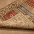 Vintage Kayseri Turkish Area Rug 4x9 ft — Red & Blue Floral