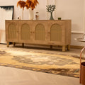 Hand-woven 4x11 ft vintage Turkish runner rug in beige and gray with geometric patterns and wool-cotton blend.