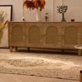 Vintage Manisa Turkish Area Rug 4x8 ft — White & Orange Medallion