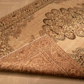 Vintage Manisa Turkish Area Rug 4x8 ft — White & Orange Medallion