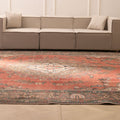 Oversized 9.7x12.1 ft handmade wool and cotton Persian rug featuring a red floral pattern in a traditional bohemian style.