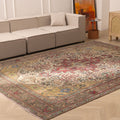 Oversized 7.9x11.2 ft Persian-style wool and cotton rug with red and white floral patterns in a traditional bohemian design.