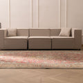 Oversized Persian-style wool and cotton area rug in red and brown with traditional floral motifs and maximalist patterns.