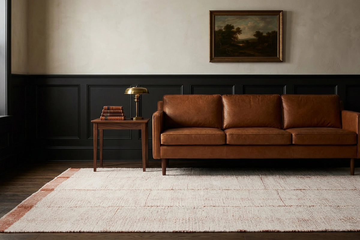 Terracotta Shaggy area rug in a living room