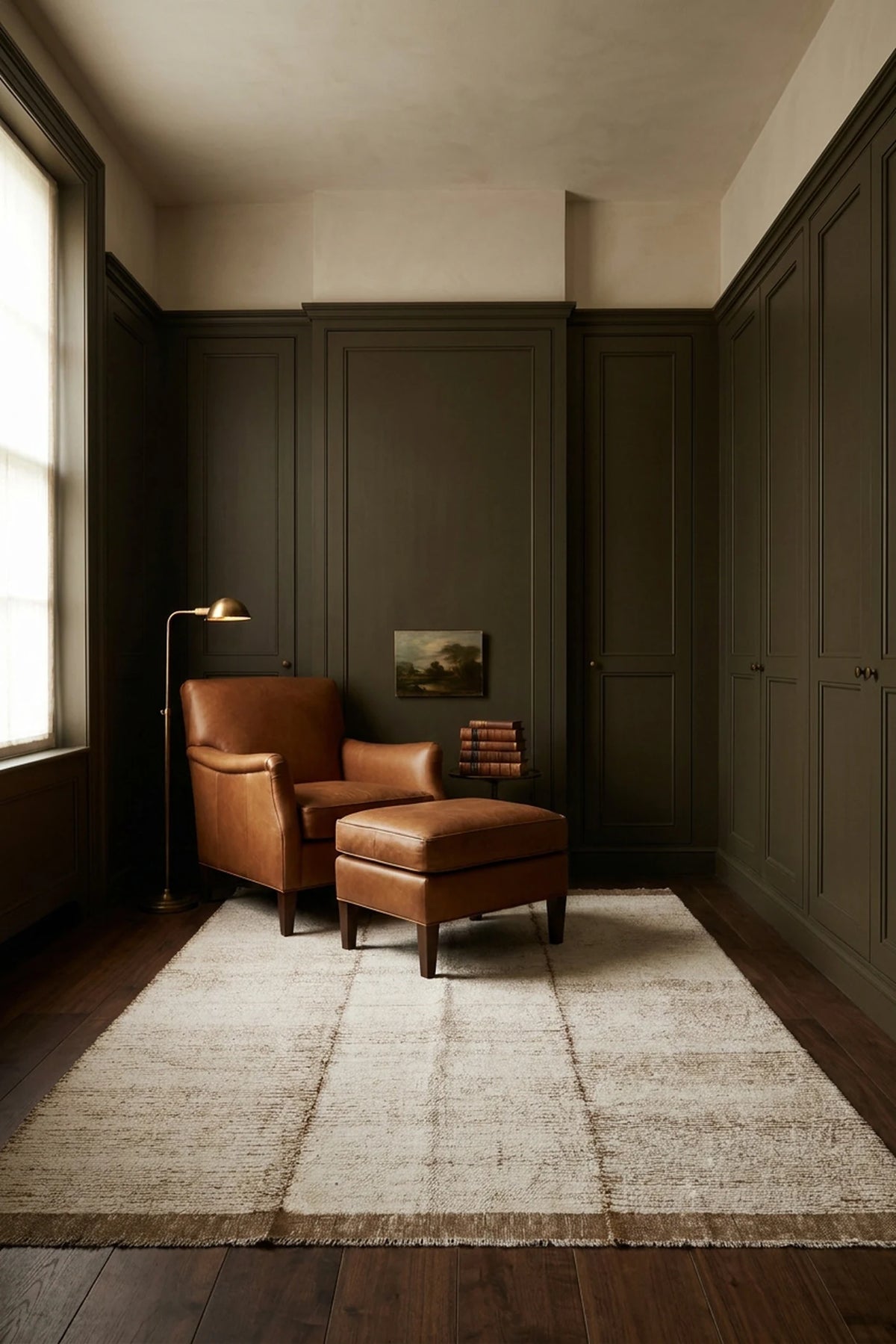 Army Shaggy Wool area rug in a living room