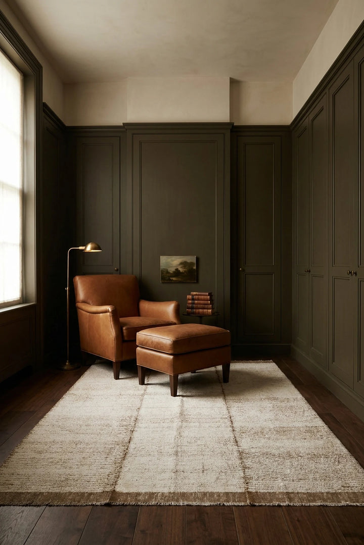 Army Shaggy Wool area rug in a living room