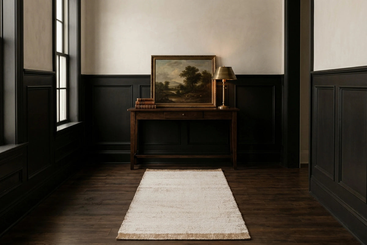 Army Shaggy Wool runner rug in a hallway