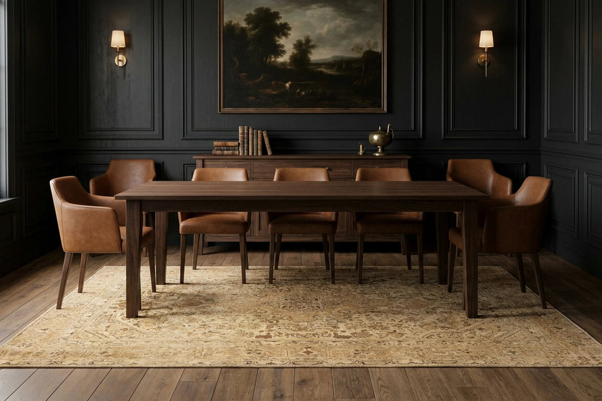 Beige Persian rug in a dining room