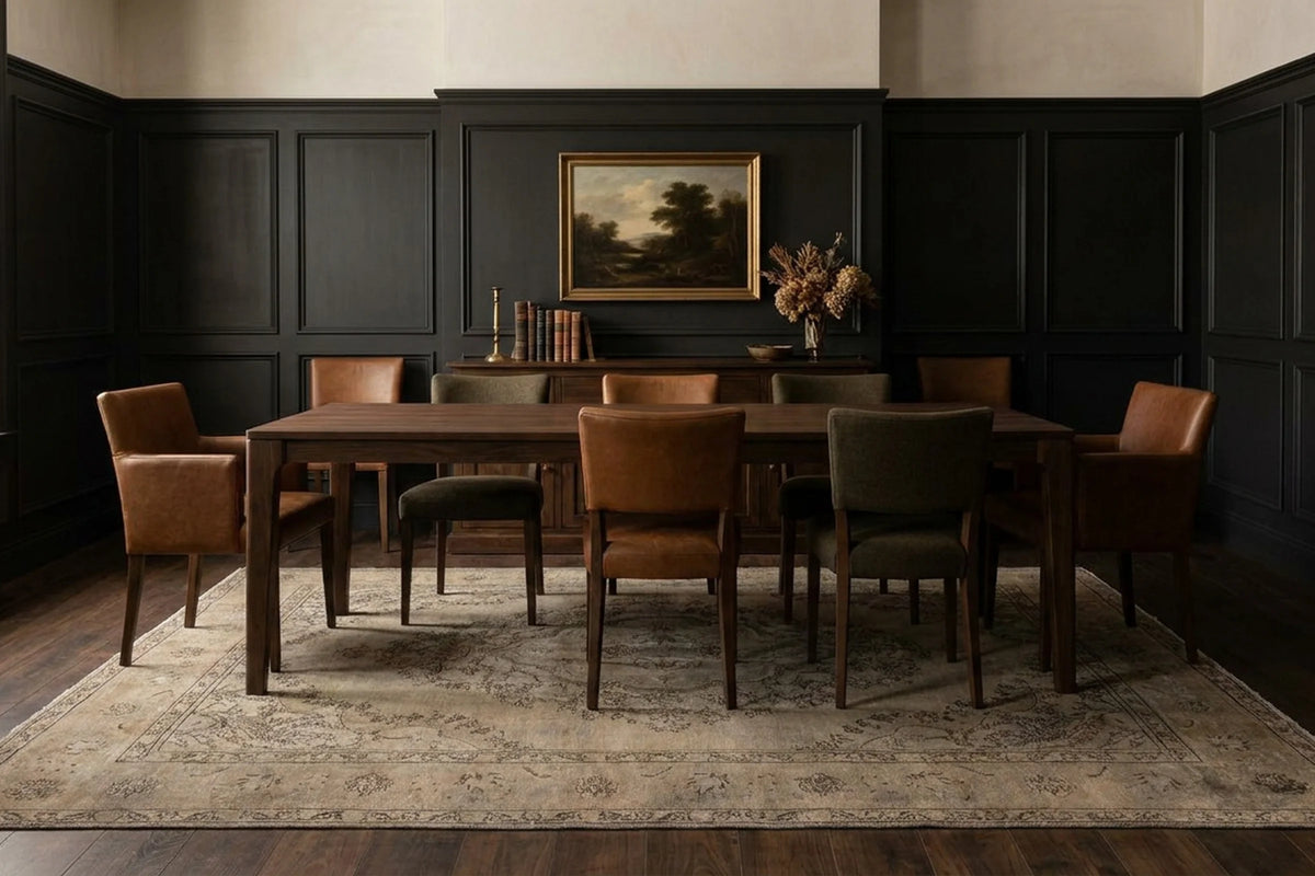Beige Persian rug in a dining room