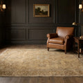 Beige rug in a styled room