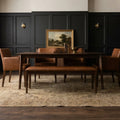 Beige rug in a dining room