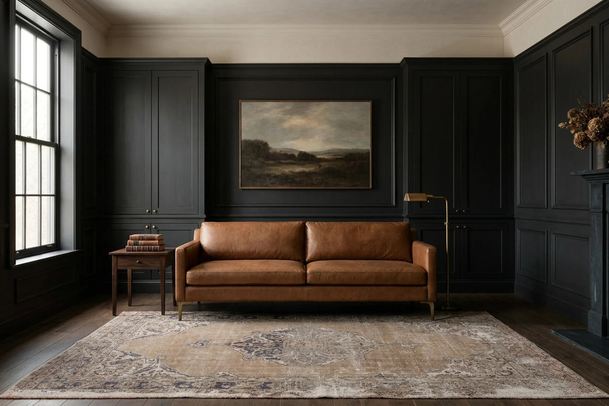 Beige Turkish rug in a styled room